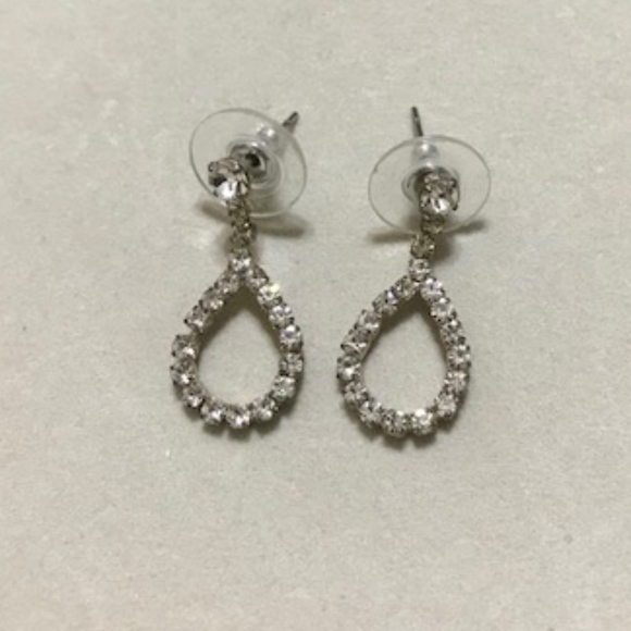Jewelry - NWOT Crystal Pear Hoop Pierced Earrings